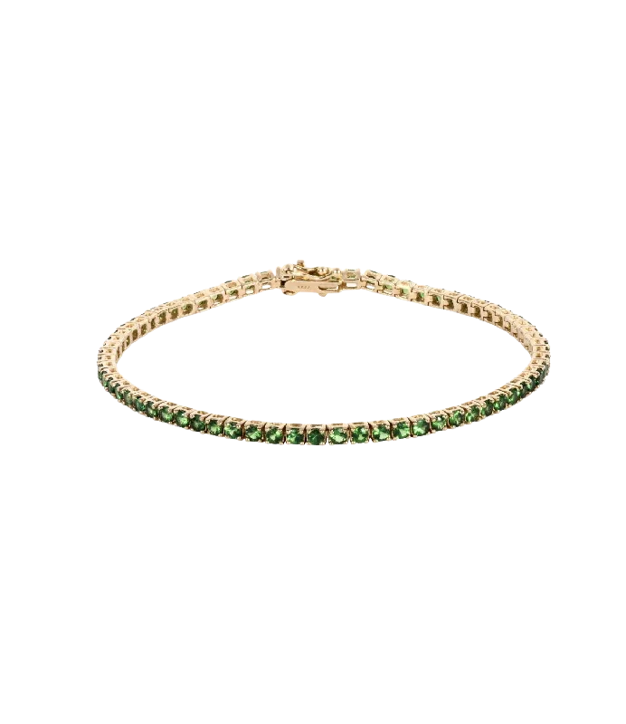 Best bangle bracelets with unique stone inlays for a one-of-a-kind accessory-Green Tsavorite Tennis Bracelet